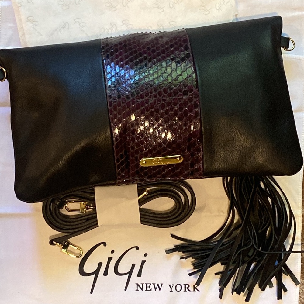 GiGi New York Black and Purple Crossbody Bag